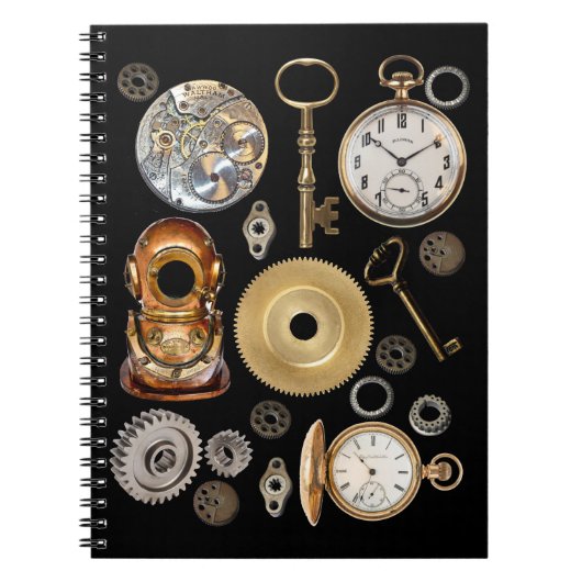 Carnet Objets Steampunk Gears Pocket watch Squelette Key (Devant)