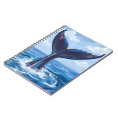 Carnet Observation des baleines | Aquarelle d'océan bleu (Côté gauche)