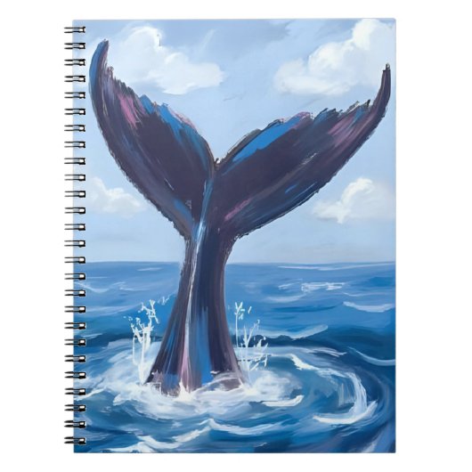 Carnet Observation des baleines | Aquarelle d'océan bleu (Devant)