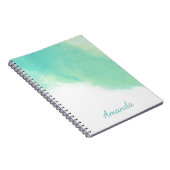 Carnet Océan Aqua Blue Aquarelle Abstraite avec Monogramm (Côté Droit)