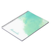 Carnet Océan Aqua Blue Aquarelle Abstraite avec Monogramm (Côté gauche)