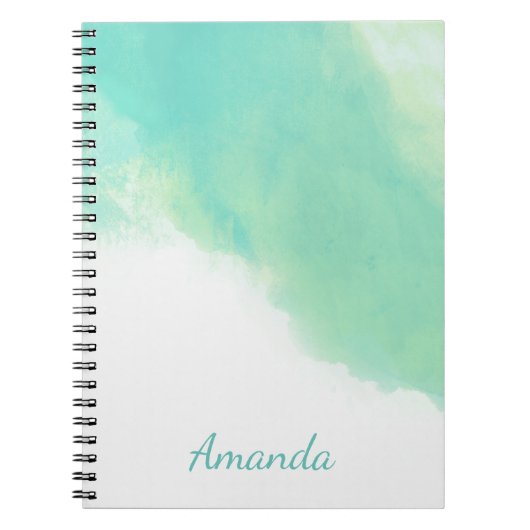 Carnet Océan Aqua Blue Aquarelle Abstraite avec Monogramm (Devant)