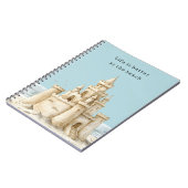 Carnet Ocean Beach Birds Blue Sky Cream Sand Castle (Côté gauche)