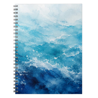 Carnet Océan Bleu Aquarelle Abstraite