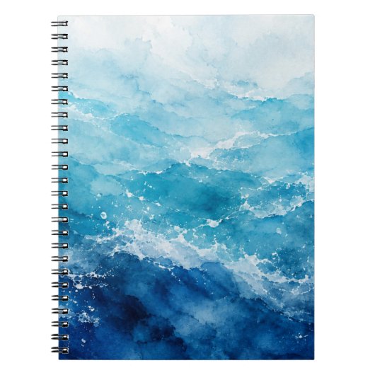 Carnet Océan Bleu Aquarelle Abstraite (Devant)