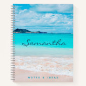 Carnet Océan Bleu Hawaï Plage Tropicale Sableuse Nom de l (Devant)