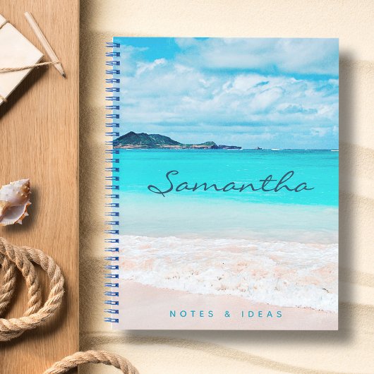 Carnet Océan Bleu Hawaï Plage Tropicale Sableuse Nom de l