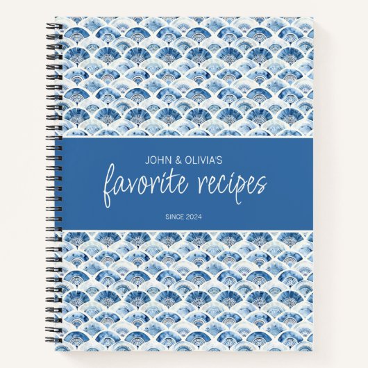 Carnet Ocean Blue Custom Name Newlyweds Favoris Recettes (Devant)
