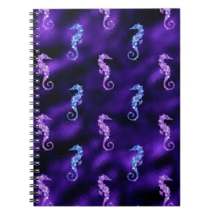 Carnet Océan Glamour Hippocampes en feuille de pourpre et