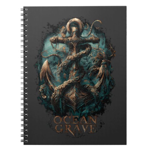 Carnet Ocean Grave Kraken Anchor Dark Fantasy  (Devant)