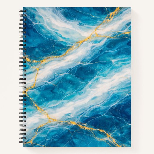 Carnet Ocean Marble with White Swirls and Gold Veining (Devant)
