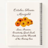 Carnet Octobre Mois de naissance Fleur Marigold Elegant (Dos)