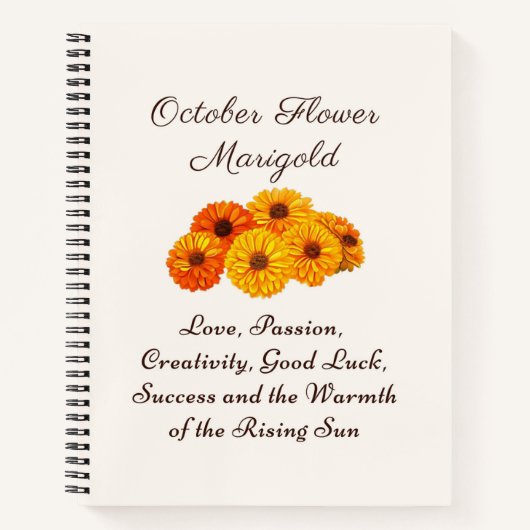 Carnet Octobre Mois de naissance Fleur Marigold Elegant (Devant)