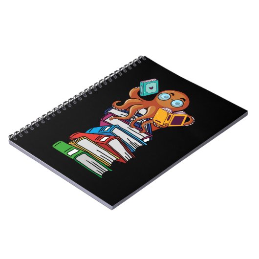 Carnet Octopus Book Reading Kraken Library Humour Reader (Côté gauche)