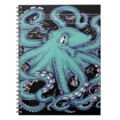 Carnet Octopus Teal vintage map (Devant)