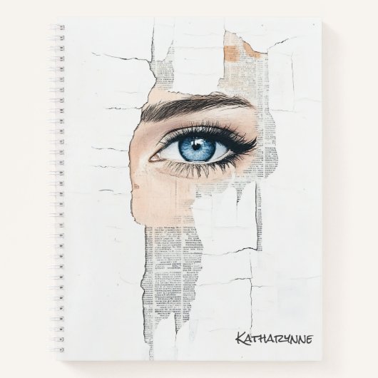 Carnet OEil bleu Collage Abstrait (Devant)