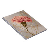 Carnet Œillet Rose Blush Floral Or (Côté Droit)