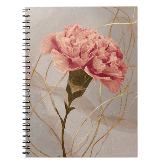 Carnet Œillet Rose Blush Floral Or (Devant)