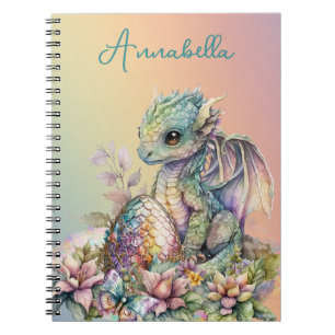 Carnet Œuf de bébé dragon mignon sur arc-en-ciel