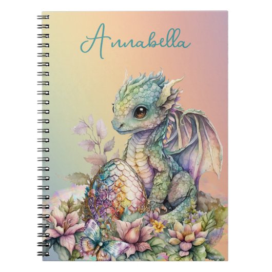 Carnet Œuf de bébé dragon mignon sur arc-en-ciel (Devant)