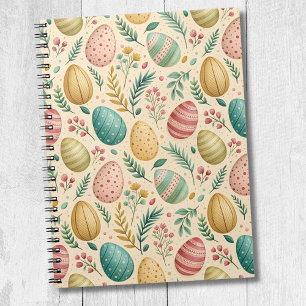 Carnet Œufs de Pâques vintage avec bourgeons floraux