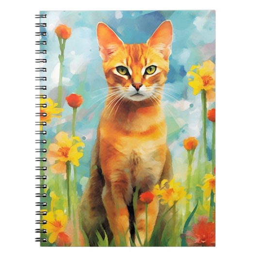 Carnet OEuvre colorée d'aquarelle Abyssinian cat (Devant)