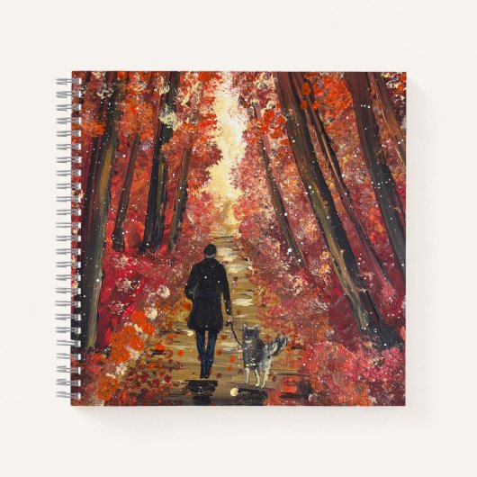 Carnet Œuvre d'art faite main - Forêt orange (Devant)