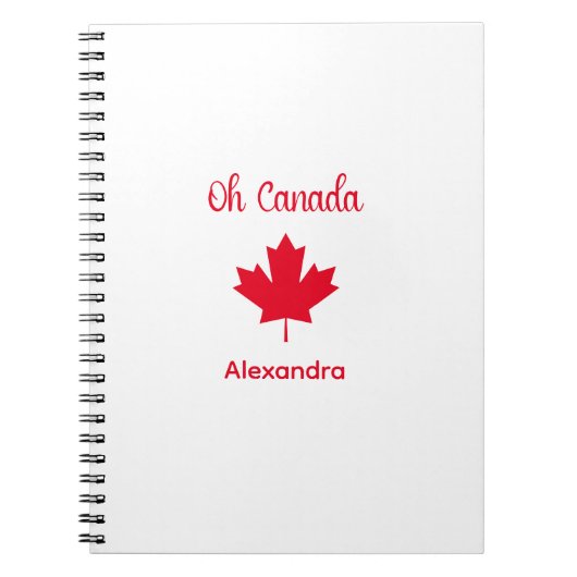 Carnet Oh Canada | Elégante feuille d'érable rouge (Devant)