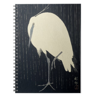 Carnet Ohara Kosen Heron argenté dans la pluie