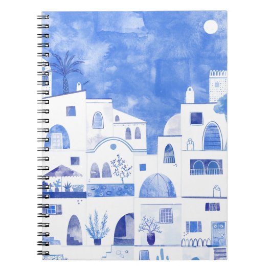 Carnet Oia Santorini Grèce Aquarelle Ville Peinture (Devant)
