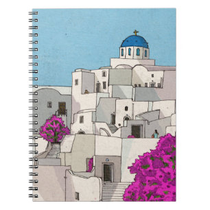 Carnet Oia Santorini Île Grèce Illustration lunaire