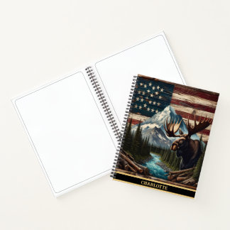 Carnet Oie au bord d'une rivière dans une scène patriotiq