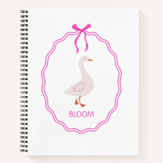 Carnet Oie Mignonne Bloom avec Cadre de Ruban Rose | Coqu