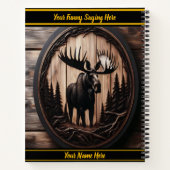 Carnet Oie sculptée en bois dans un cadre forestier (Dos)