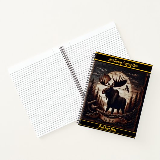 Carnet Oie sculptée en bois en milieu forestier (Intérieur)