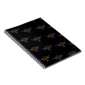 Carnet Oiseau abstrait doré, violet et vert sur noir (Côté Droit)