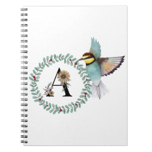 Carnet Oiseau avec couronne avec lettre A