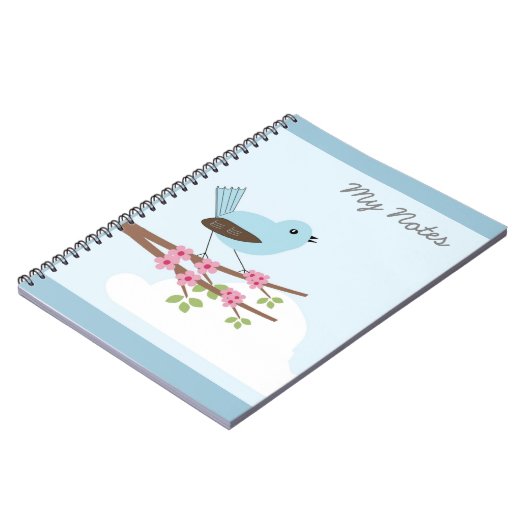 Carnet Oiseau bleu dans l'arbre de fleur (Côté gauche)