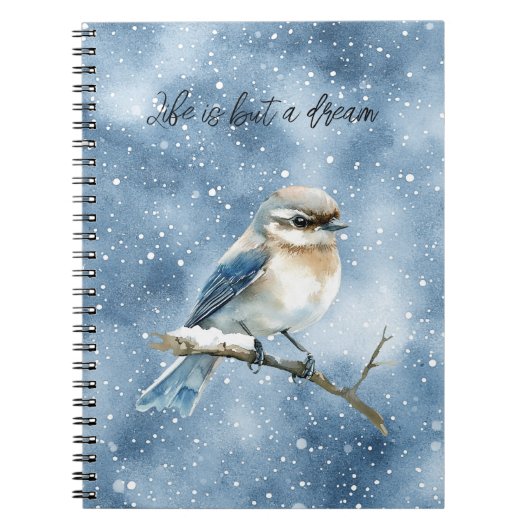 Carnet Oiseau bleu sur une branche d'arbre (Devant)