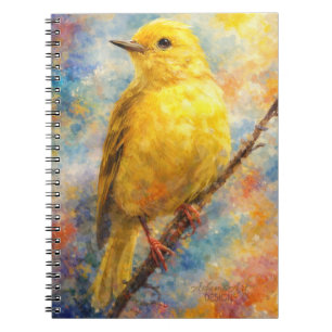Carnet Oiseau chanteur doré vibrant Art aquarelle