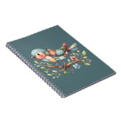 Carnet Oiseau chanteur patchwork sur branche fleurie (Côté Droit)