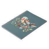 Carnet Oiseau chanteur patchwork sur branche fleurie (Côté gauche)