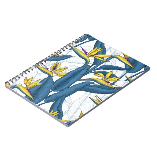 Carnet Oiseau de fleurs de paradis sur blanc (Côté gauche)