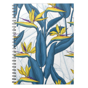 Carnet Oiseau de fleurs de paradis sur blanc