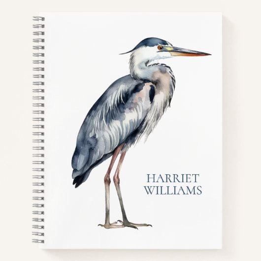 Carnet Oiseau de Héron Bleu Côtier Personnalisé (Devant)
