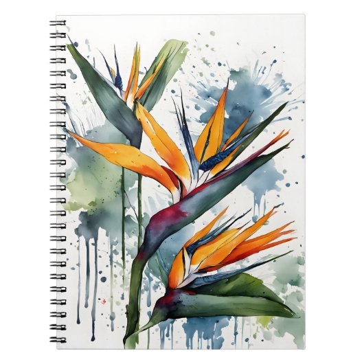 Carnet Oiseau de Paradis - Fleurs aquarelle (Devant)