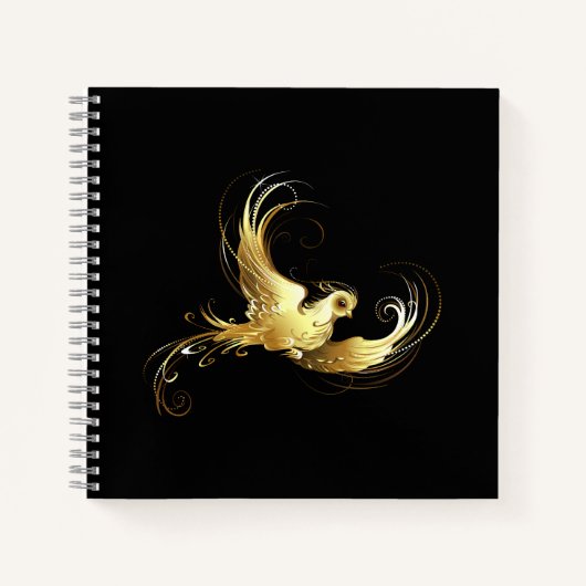 Carnet Oiseau d'or sur Arrière - plan noir (Devant)