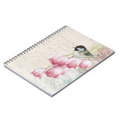 Carnet Oiseau et fleurs avec écriture manuscrite Shabby V (Côté gauche)