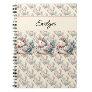 Carnet Oiseau folklorique floral au charme Pastel Boho