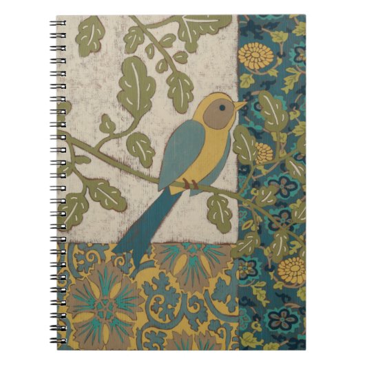 Carnet Oiseau jaune et bleu Turquoise perché sur une bran (Devant)